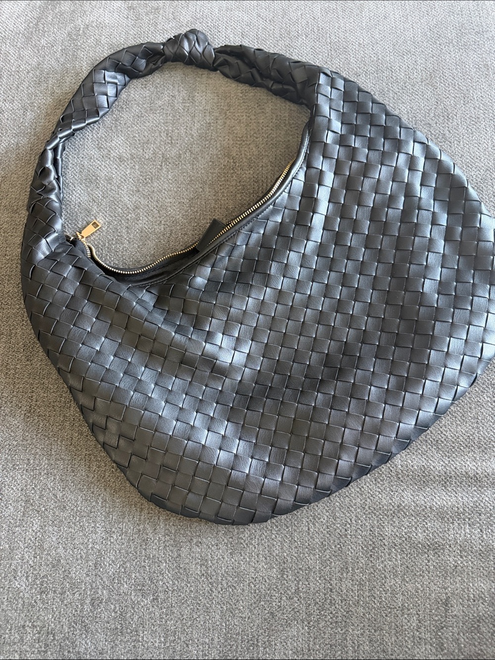 Woven Hobo Shoulder Bag - Black - Picture 2 of 3